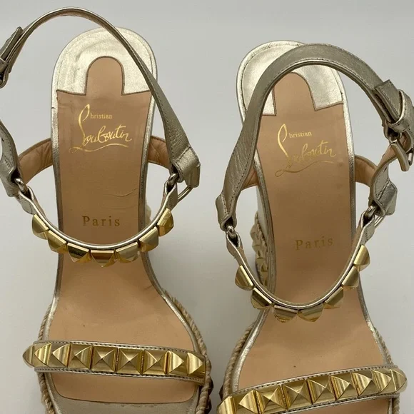 (SOLD) Christian Louboutin Cataclou 140 Nappa Silk Wedge's (1160975)- Size 40 EU - Picture 9 of 14